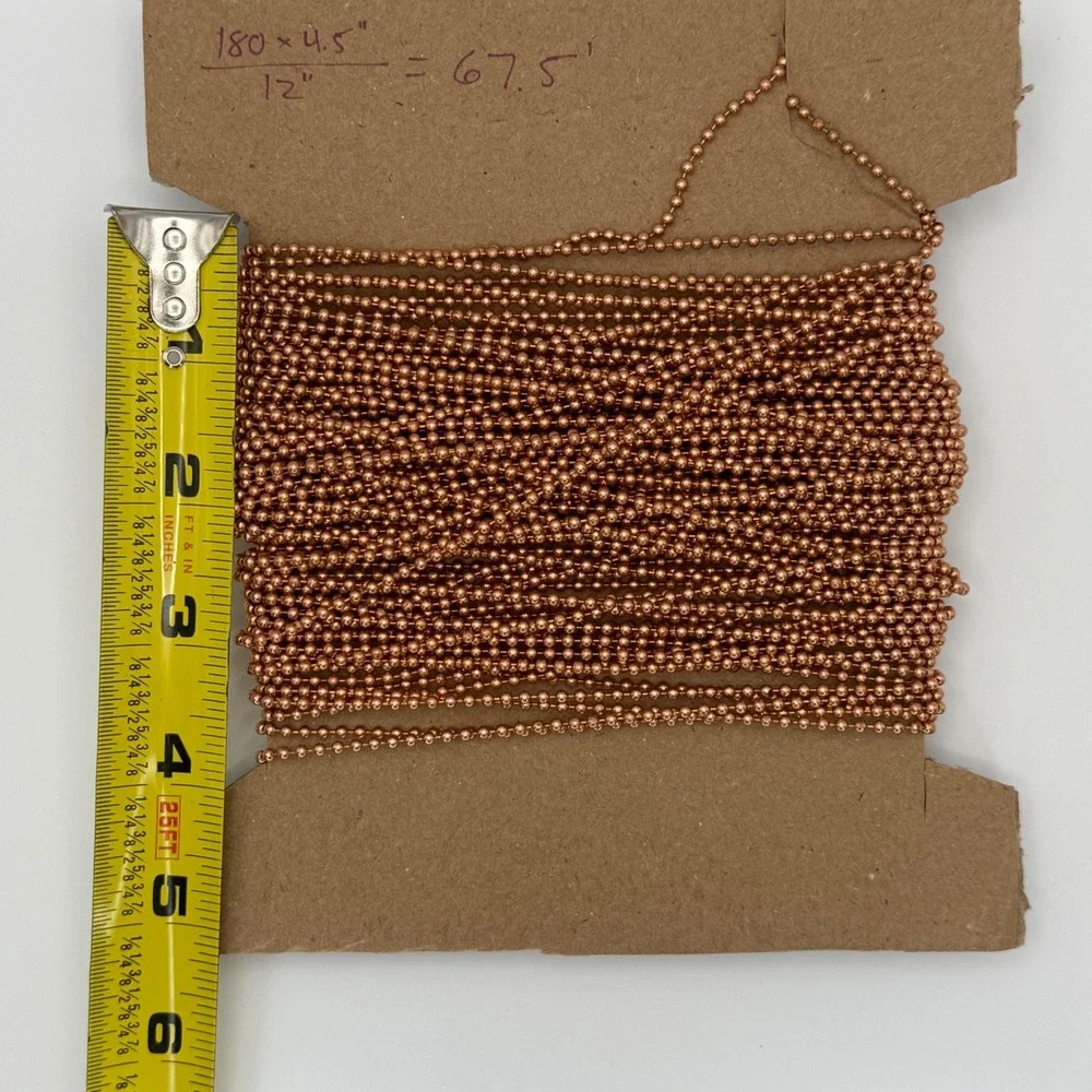 67ft‎ Bulk 2mm Copper Ball Chain Spool for Jewelry Making and Crafts